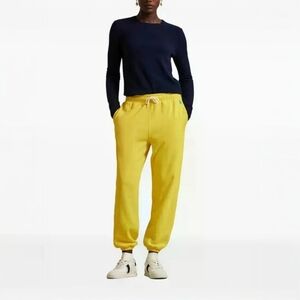 Polo Ralph Lauren Citron Yellow Fleece Jogger Sweatpants, L, Sporty, Althletic